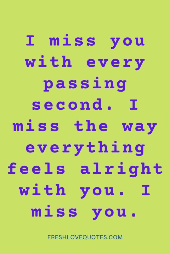 I miss you with every passing second. I miss the way everything feels alright with you. I miss you.