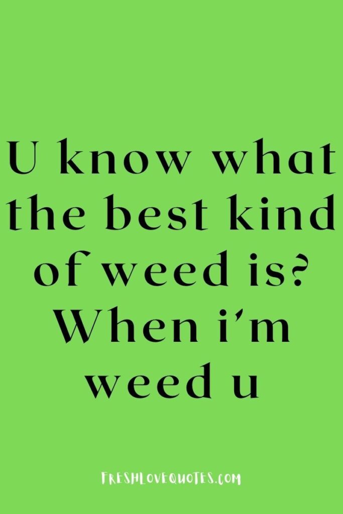 U know what the best kind of weed is When i’m weed u