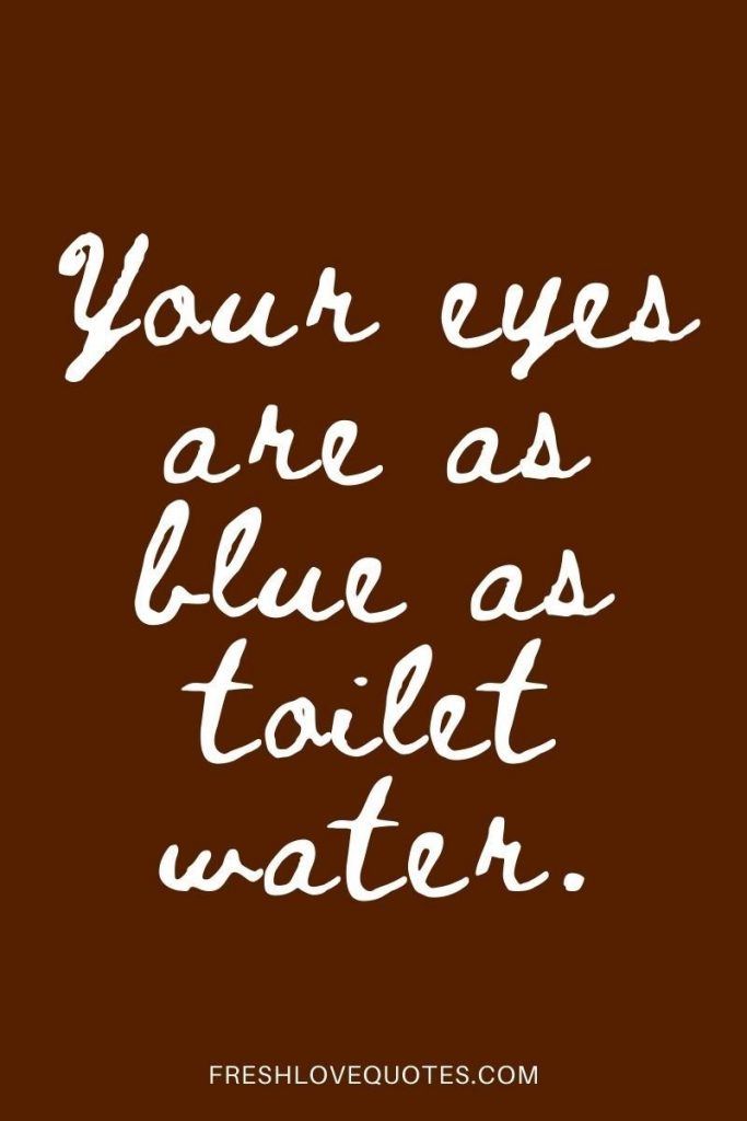 Your eyes are as blue as toilet water.