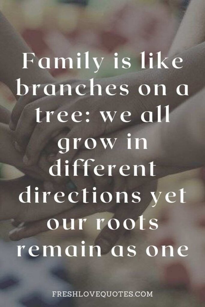 Family is like branches on a tree we all grow in different directions yet our roots remain as one